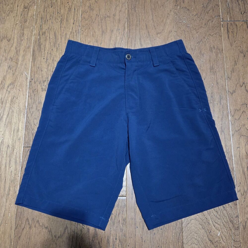Under Armour Golf Shorts Men's 30 Solid Blue Zip 11" Inseam Match Play